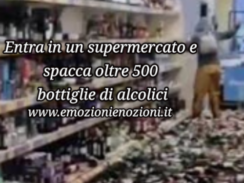 Spacca oltre 500 bottiglie di alcolici
