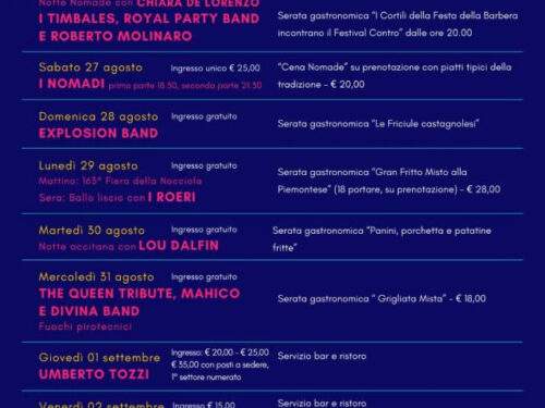 FESTIVAL CONTRO 2022: nove giorni di spettacoli, dal 26 agosto al 3 settembre, rinnovano l’appuntamento con il Festival della canzone d’impegno a Castagnole delle Lanze (AT)