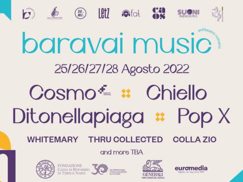 COSMO, DITONELLAPIAGA, CHIELLO, POP X, DAL 25 AL 28 AGOSTO PER BARAVAI MUSIC